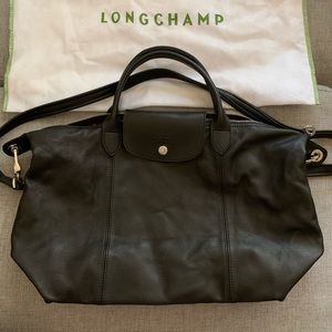 Longchamp Cuir Leather Black Medium